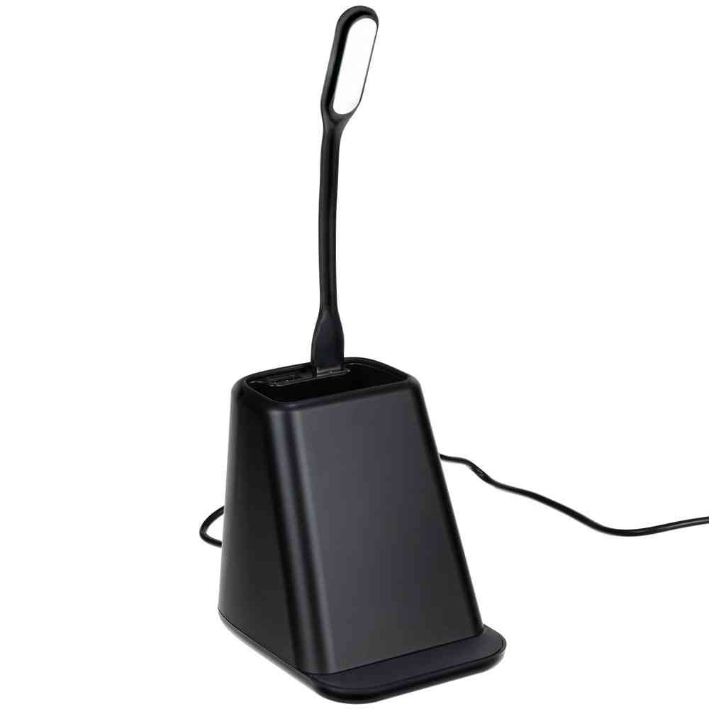 Настольный органайзер с зарядкой, лампой, вентилятором и подсветкой логотипа powerTower, черный - 5