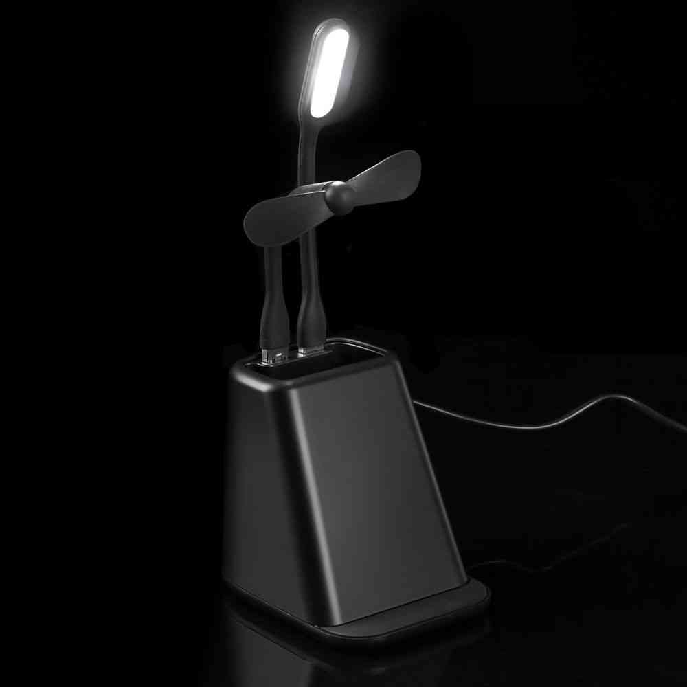 Настольный органайзер с зарядкой, лампой, вентилятором и подсветкой логотипа powerTower, черный - 9