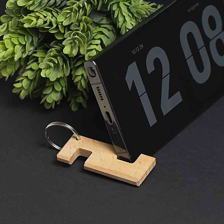 Брелок-подставка для телефона, 6 x 2,5 x 0,7 cм. Пазы 1 и 1,4 см, бук - 5