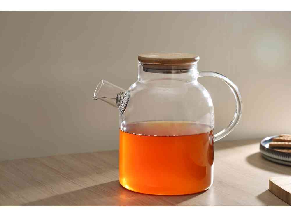 Стеклянный чайник с бамбуковой крышкой Sencha M - 10