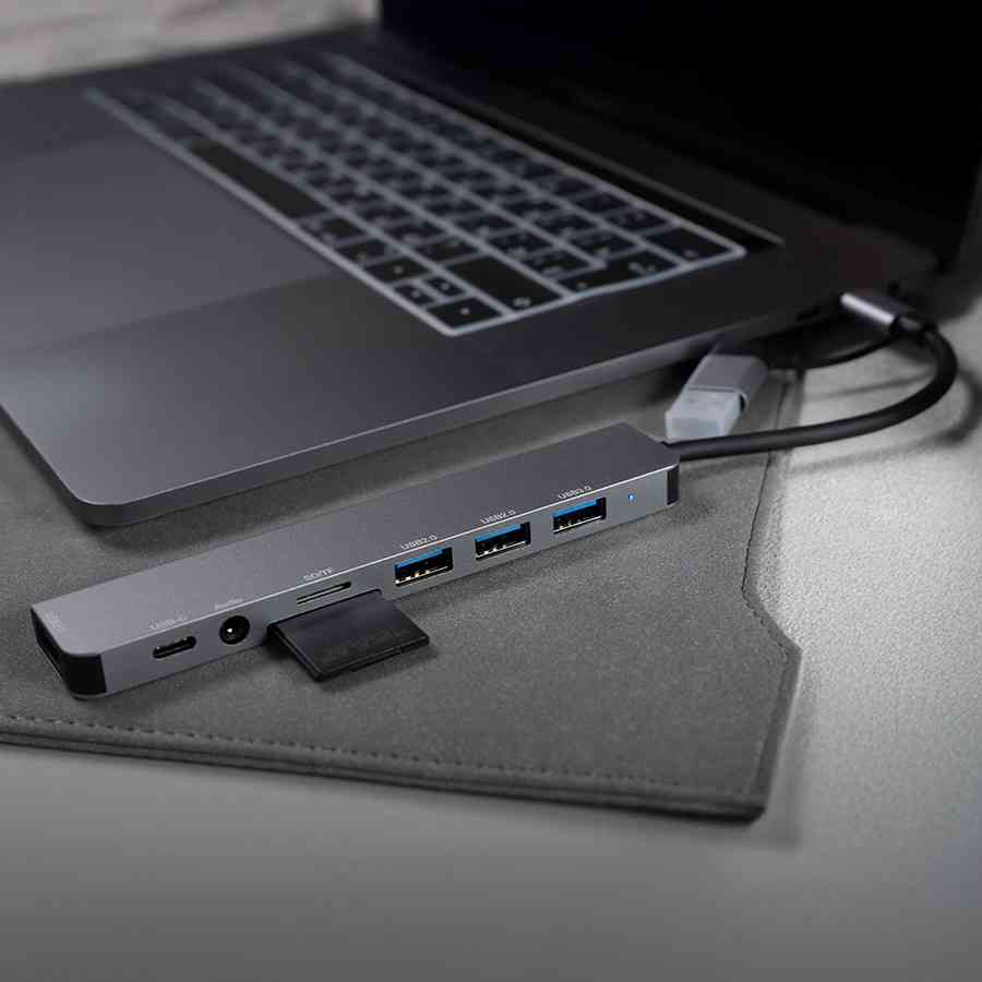 USB-хаб ROOT 8 в 1, серый, алюминий - 5