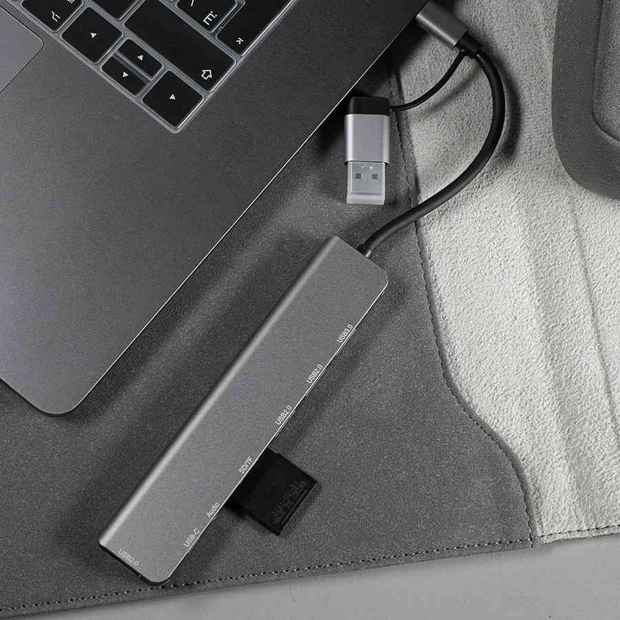 USB-хаб ROOT 8 в 1, серый, алюминий - 6