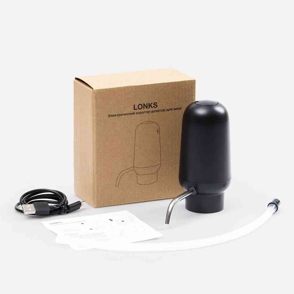 Электрический аэратор-дозатор для вина Lonks, черный - 9