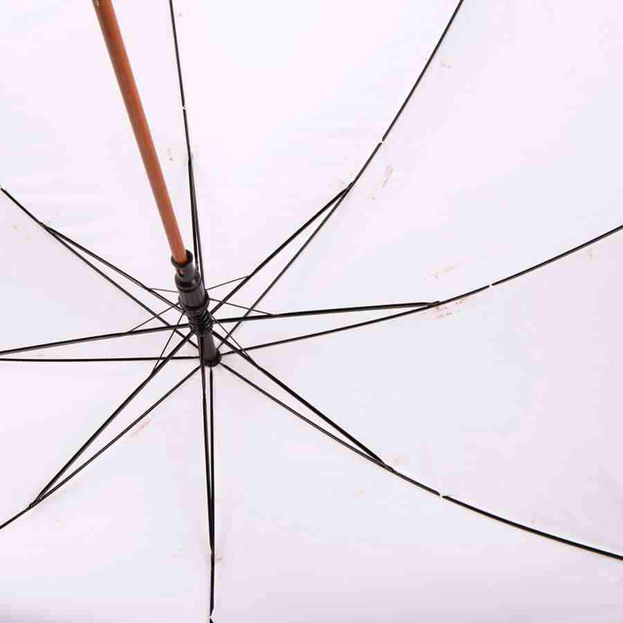 Зонт-трость с деревянной ручкой, полуавтомат; белый; D=103 см, L=90см; полиэстер - 5