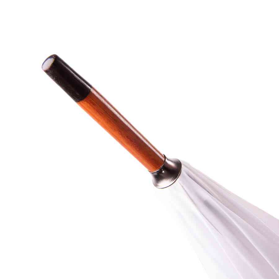 Зонт-трость с деревянной ручкой, полуавтомат; белый; D=103 см, L=90см; полиэстер - 2