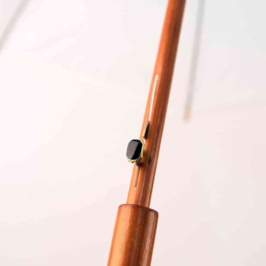 Зонт-трость с деревянной ручкой, полуавтомат; белый; D=103 см, L=90см; полиэстер - 3