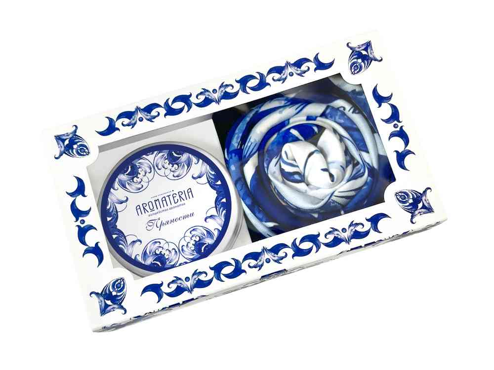 Набор: платок Гжель и свеча Птица счастья - 2