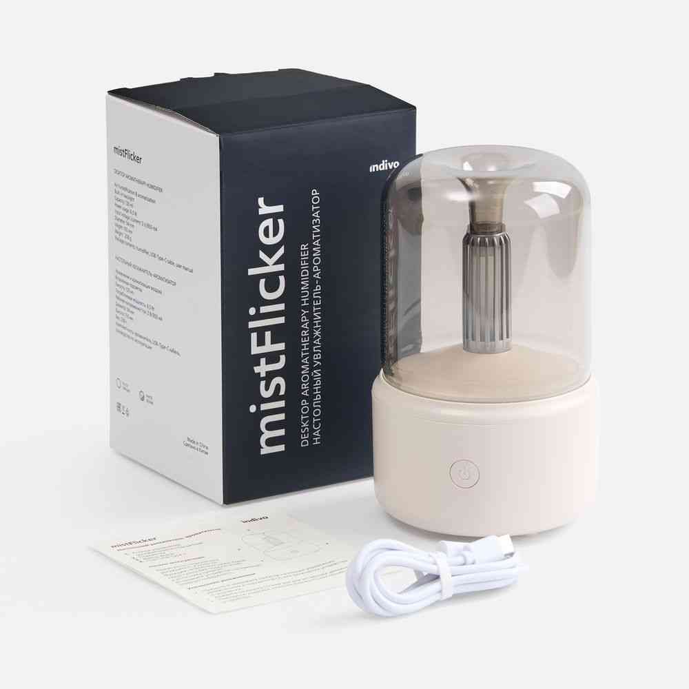 Увлажнитель-ароматизатор с подсветкой mistFlicker, молочно-белый - 5
