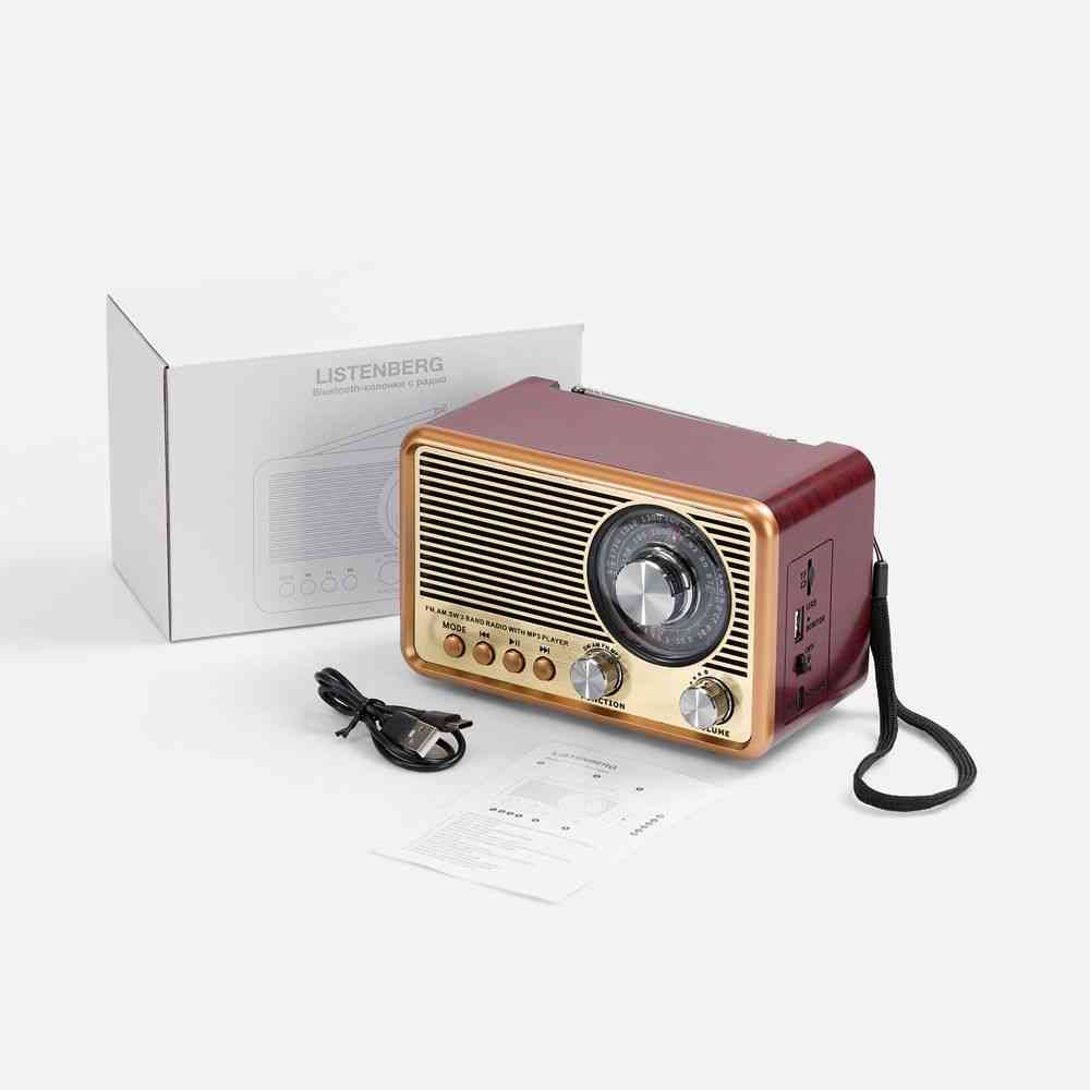 Bluetooth-колонка с радио Listenberg, коричневая - 8