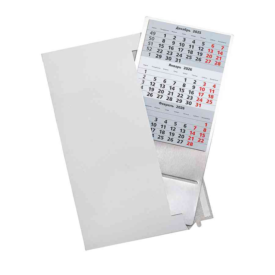 Календарь настольный на 2 года; серебристый; размер 23*10,5 см,сталь, - 3