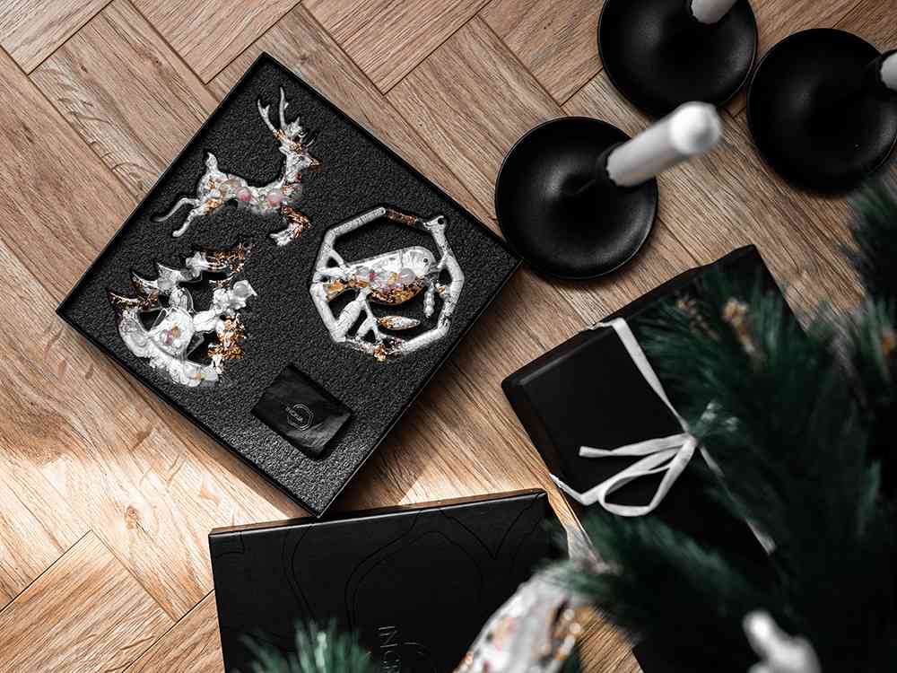 Набор елочных игрушек: Снегирь, Олень, Ель - 4