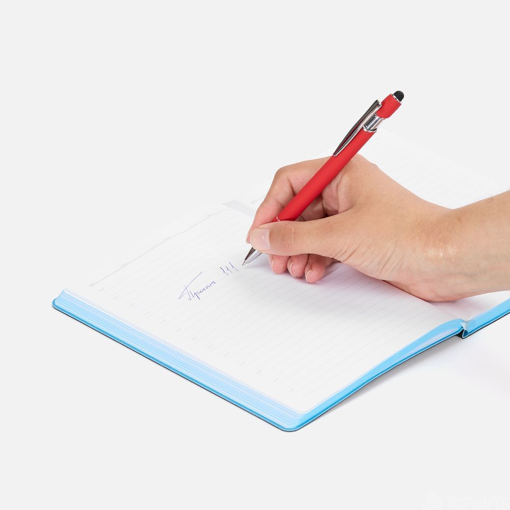 Ручка шариковая Pointer Soft Touch со стилусом, красная - 4